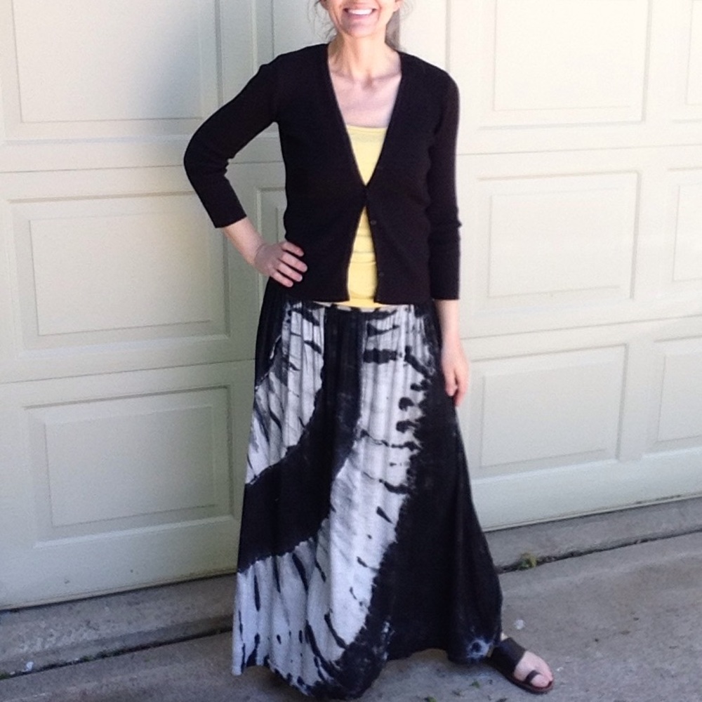 BILLABONG black gray tie dye maxi skirt S M